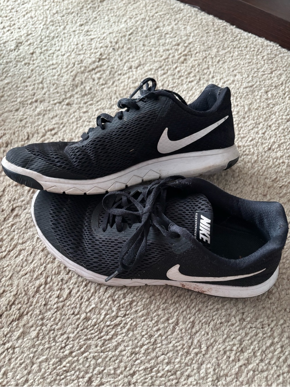 Nike Black Mesh Running Shoes with White Swoosh